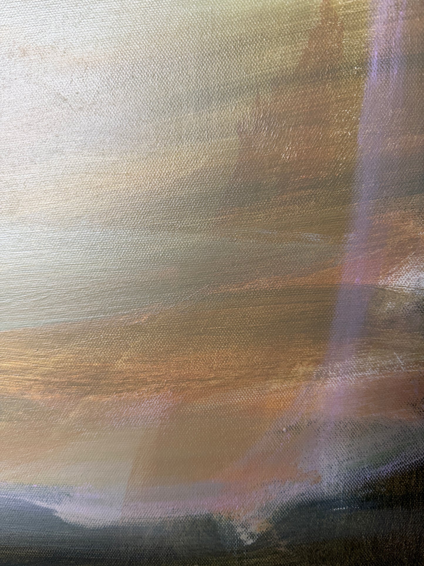 36" x 48" Abstract Landscape | Acrylic and oil stick on canvas | "Foggy Day in Spring, I"