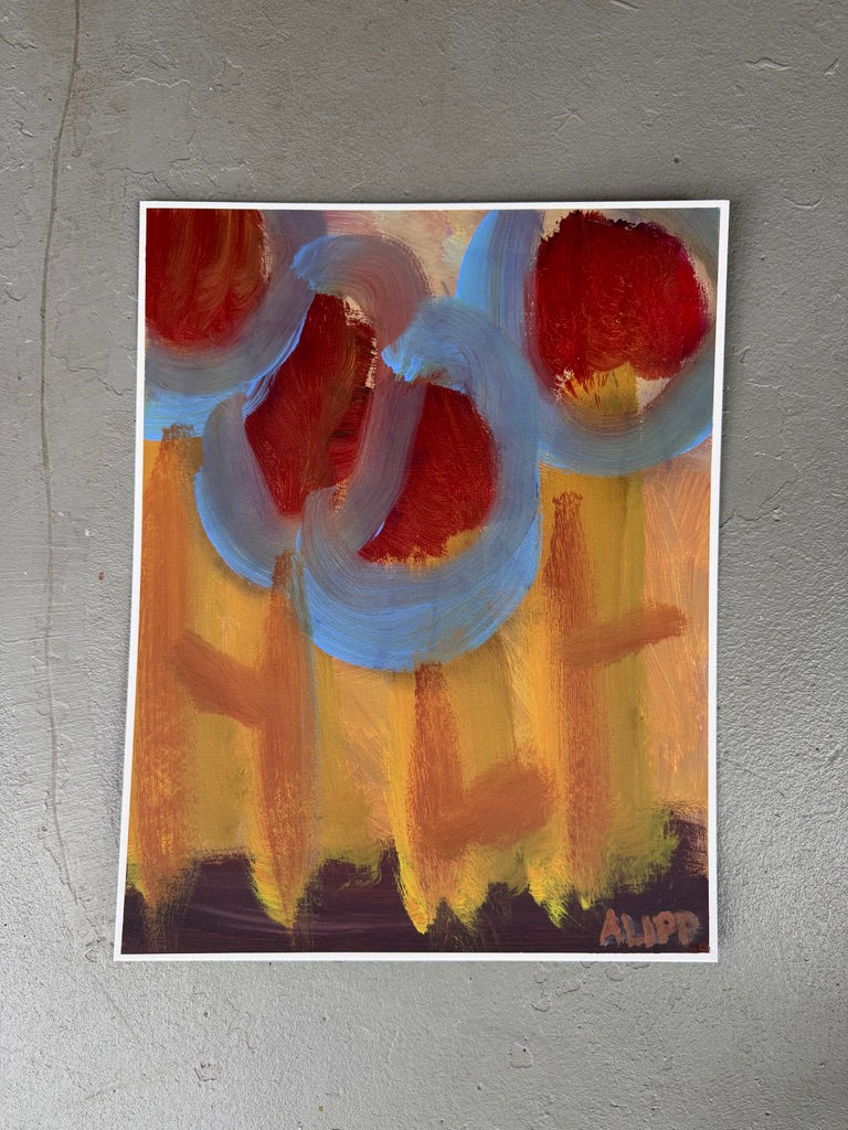 14" x 11" Abstract Floral: Acrylic on Paper