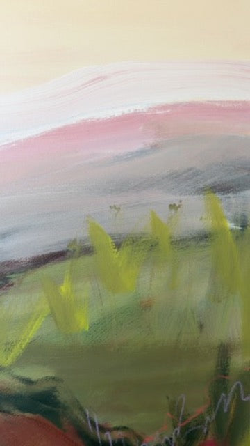 48" x 36" Abstract Landscape | Acrylic and oil stick on canvas | "It's pronounced 'aubergine' I"