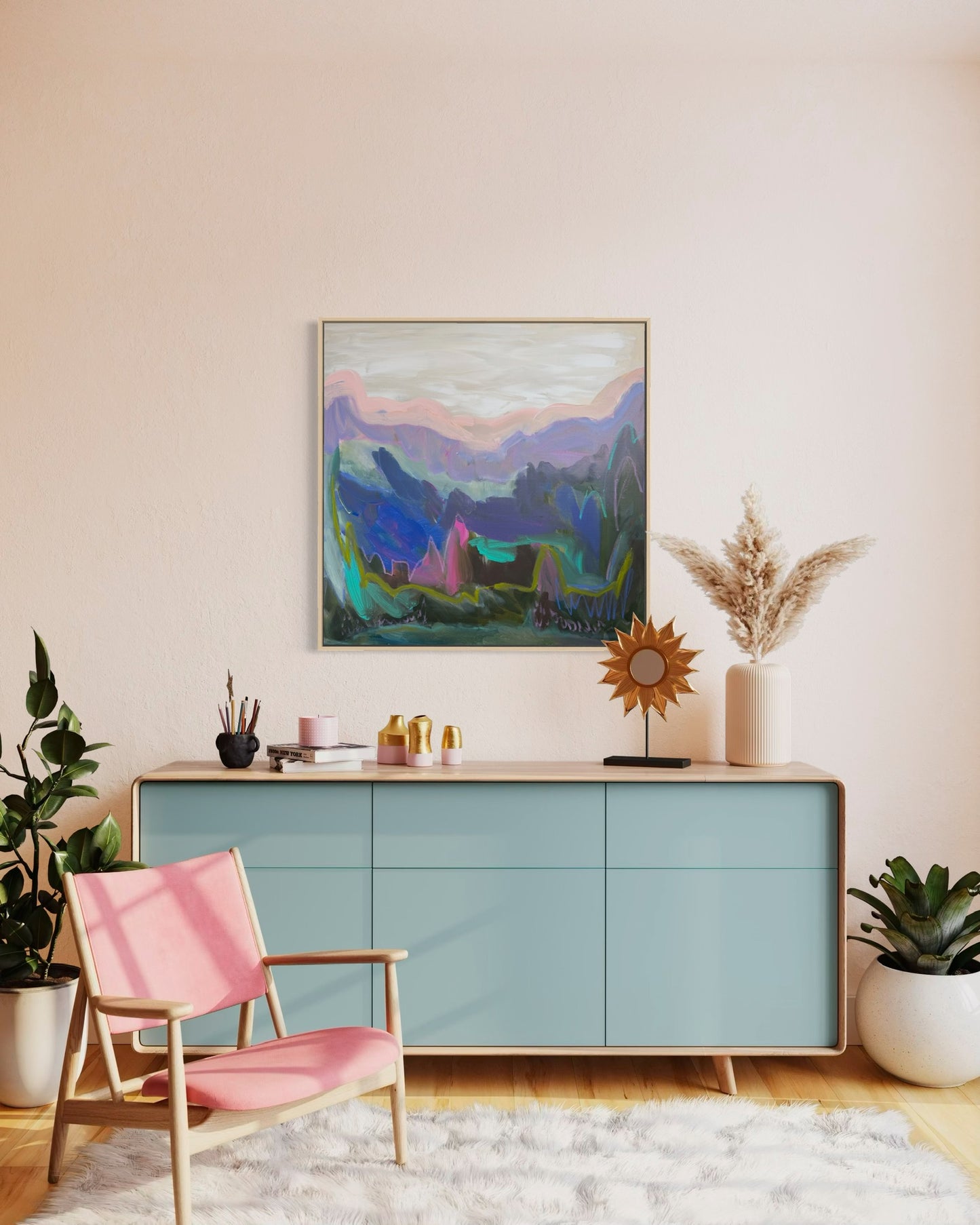 36" x 36" Abstract Landscape (Acrylic and oil stick on canvas)