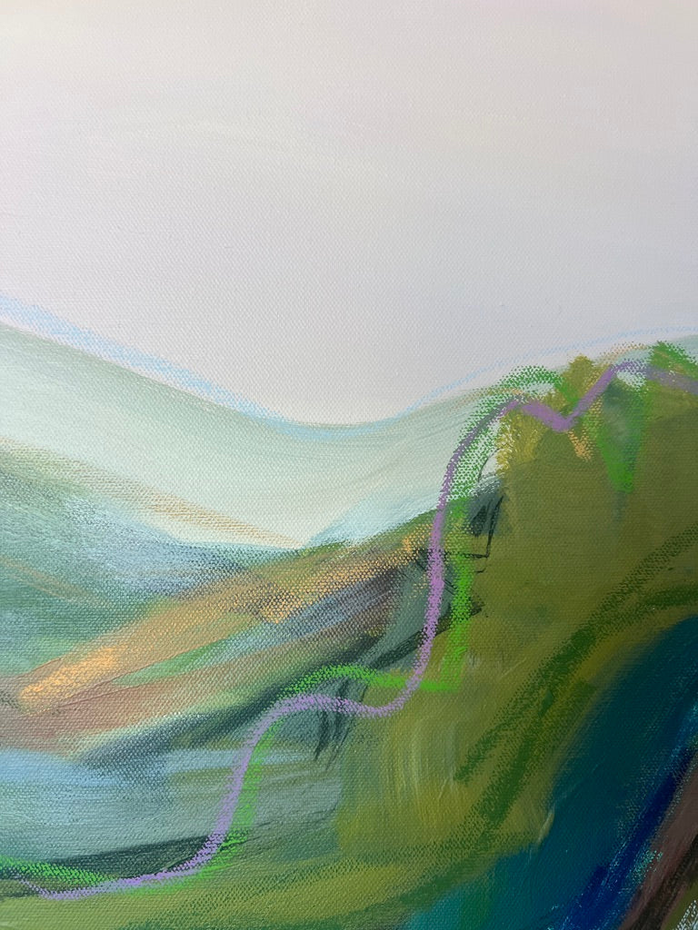 24" x 24" Abstract Landscape: Acrylic and Oil Stick on Canvas