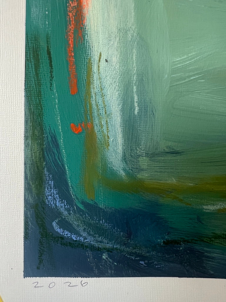 10" x 10" Green Abstract on Paper