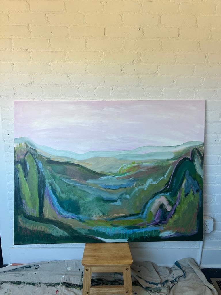 36"x48" Abstract Landscape: Acrylic and Oil Stick on Canvas