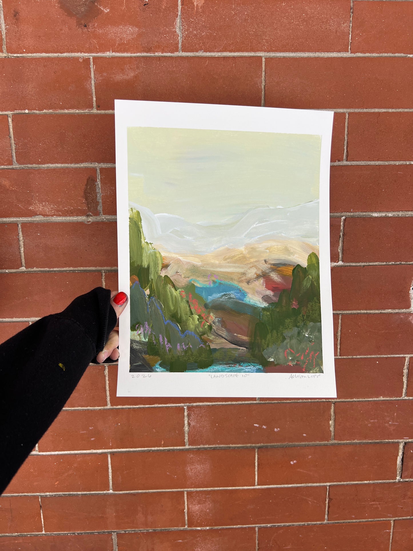 10" x 8" Abstract Landscape: Acrylic and Oil Stick on Paper