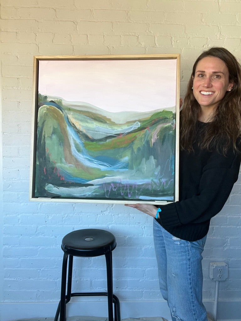 24" x 24" Abstract Landscape: Acrylic and Oil Stick on Canvas