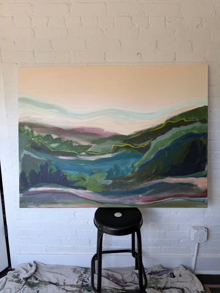 36" x 48" Abstract Landscape | Acrylic and oil stick on canvas