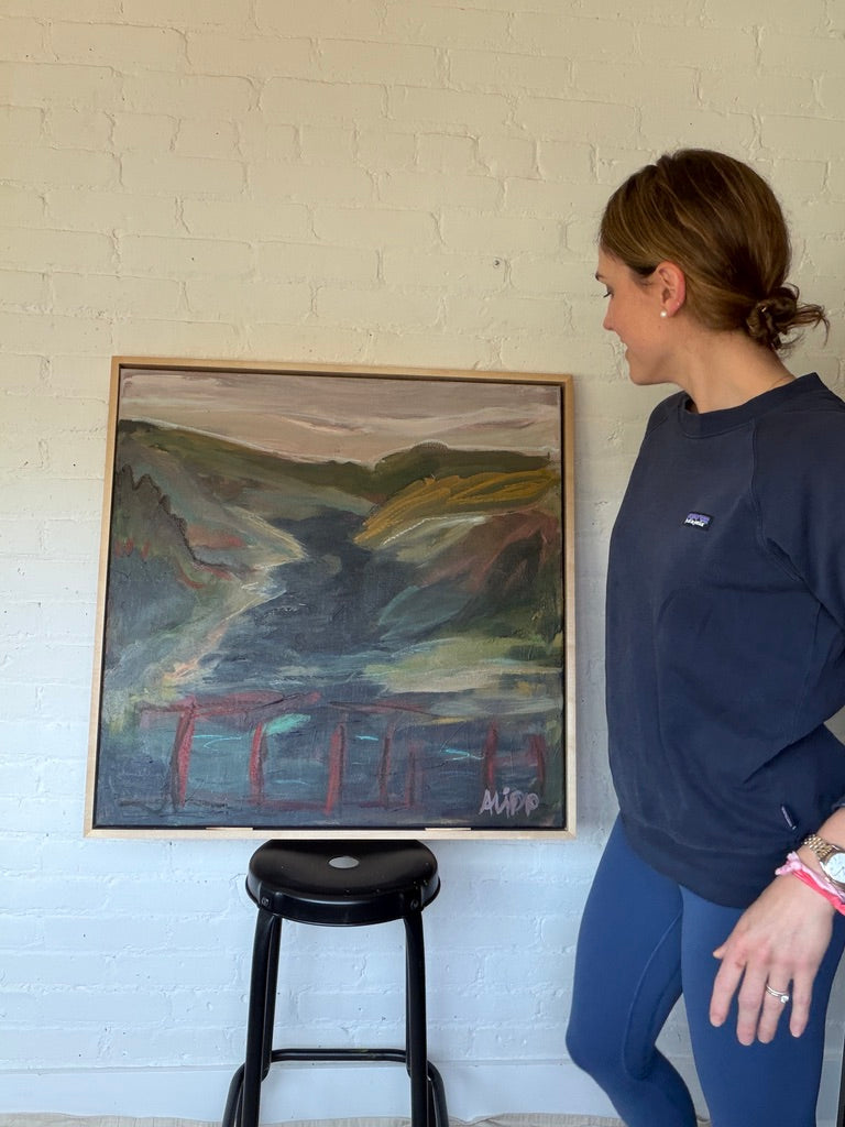 30" x 30" | Red Bridge Moment