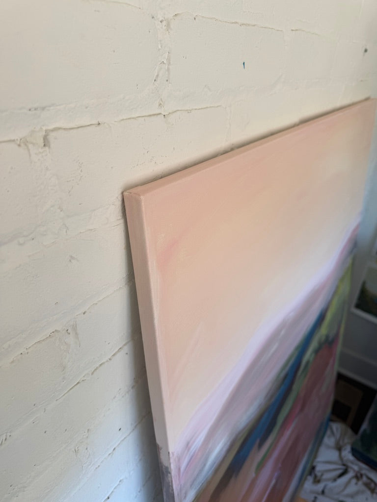48" x 36" Abstract Landscape | Acrylic and oil stick on canvas | "It's pronounced 'aubergine' I"
