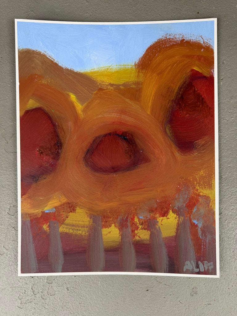 14" x 11" Abstract Floral: Acrylic on Paper