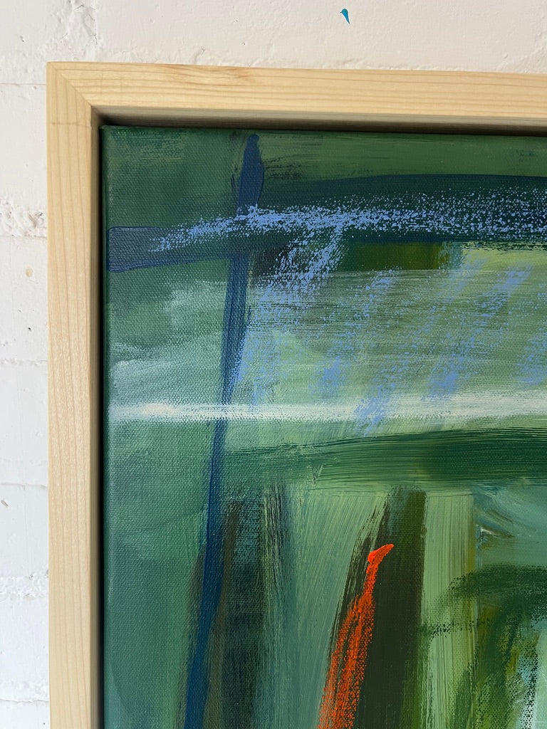 48" x 36" Acrylic and Oil Stick on Canvas | Green Abstract