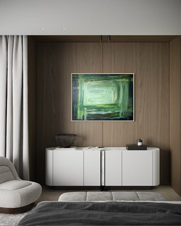 (PENDING SALE) 36" x 48" Acrylic and Oil Stick on Canvas | Green Abstract