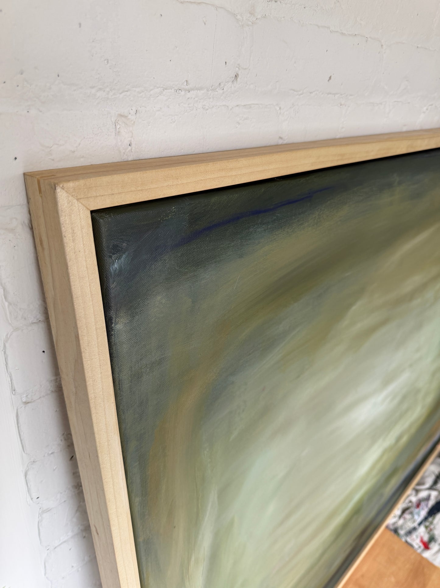 36" x 48" Abstract Landscape | Acrylic and oil stick on canvas | "Foggy Day in Spring, I"