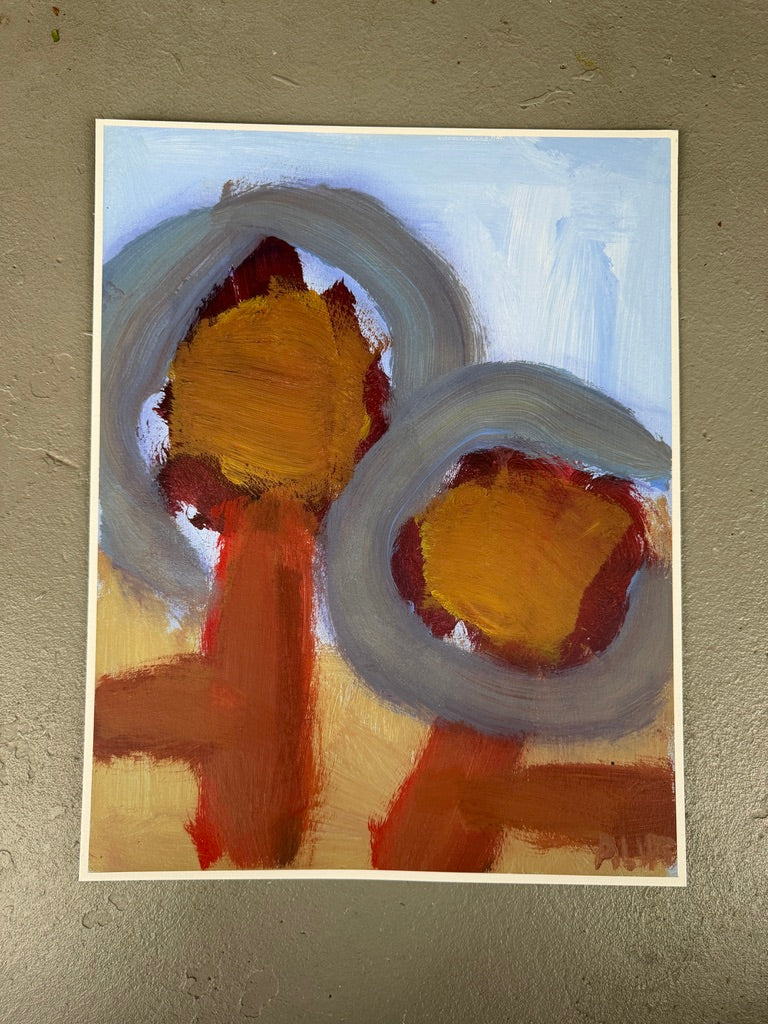 14" x 11" Abstract Floral: Acrylic on Paper