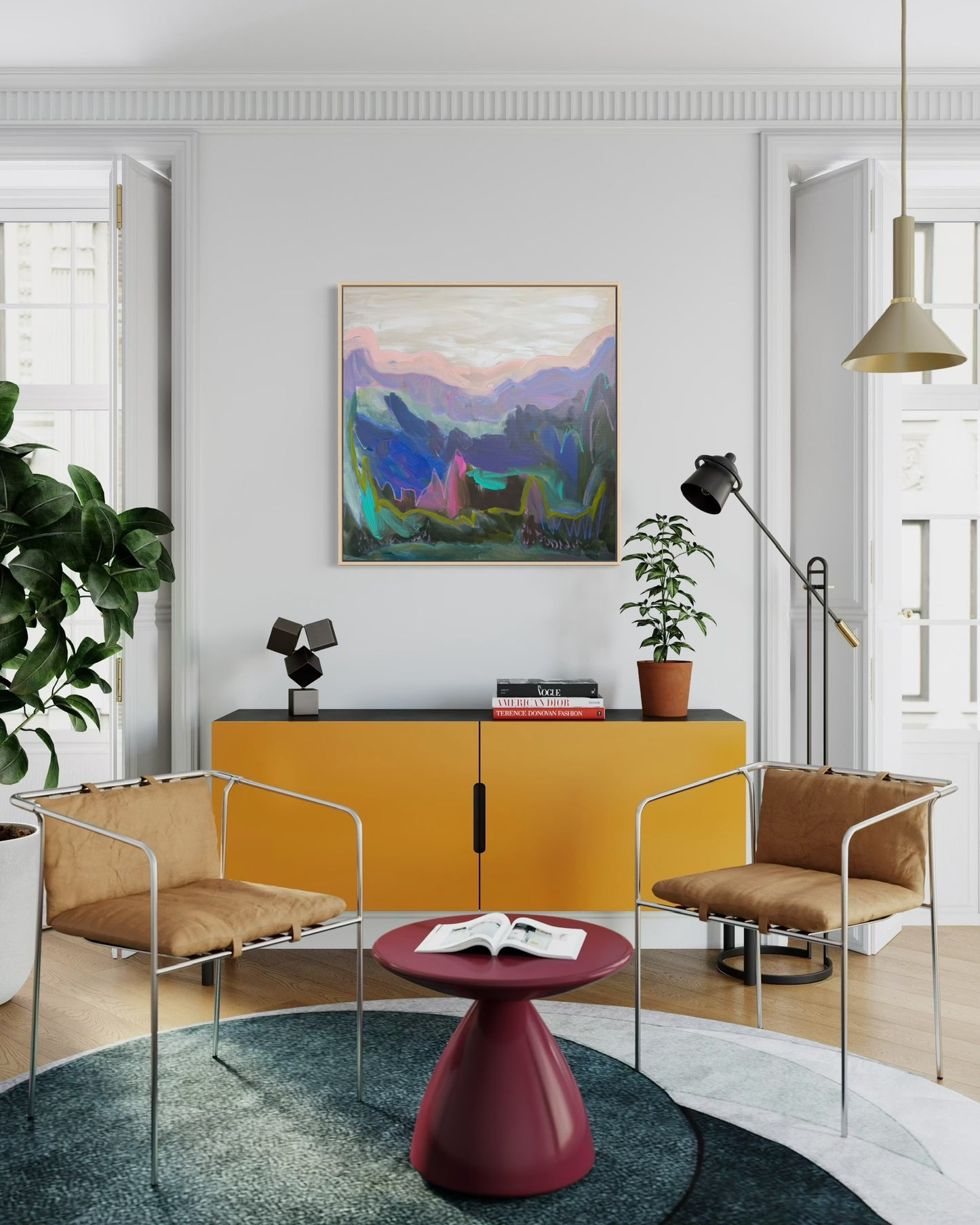 36" x 36" Abstract Landscape (Acrylic and oil stick on canvas)