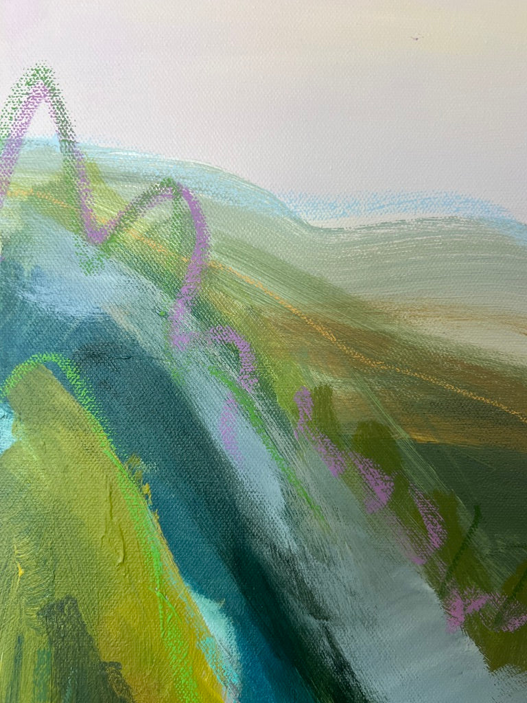 24" x 24" Abstract Landscape: Acrylic and Oil Stick on Canvas