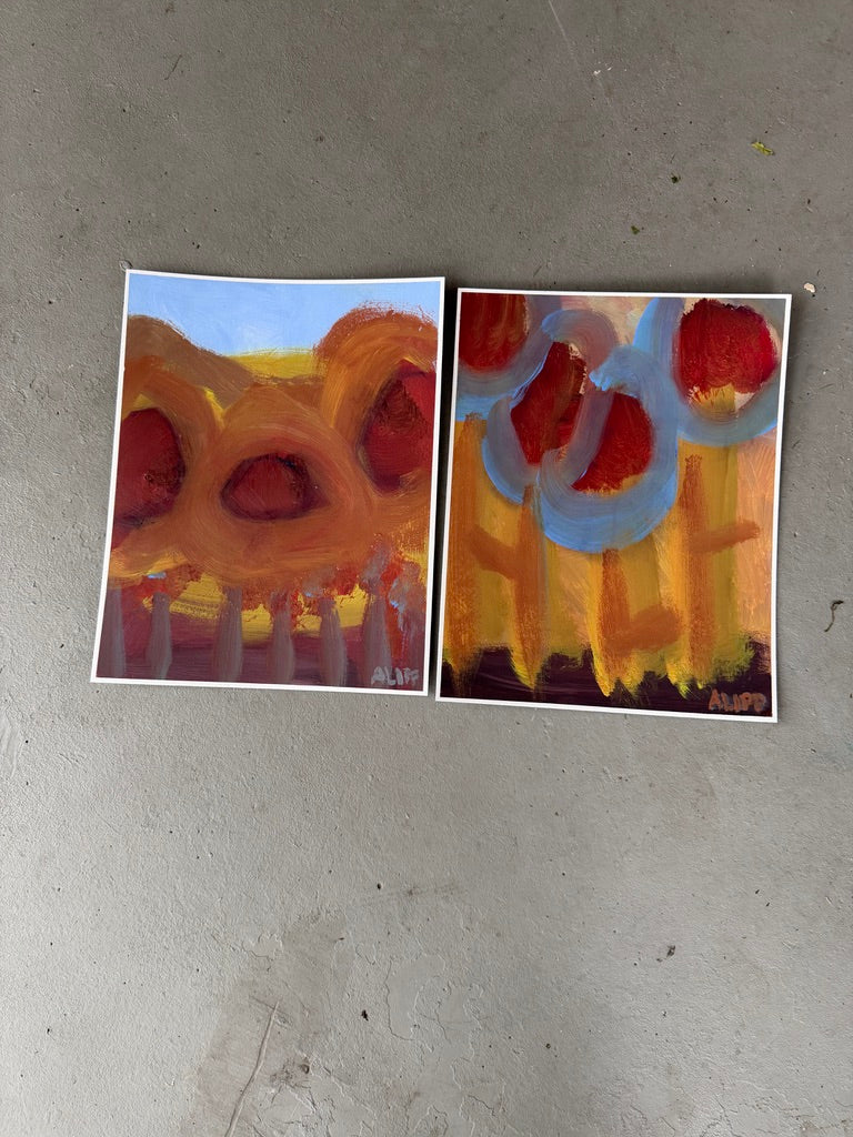 14" x 11" Abstract Floral: Acrylic on Paper
