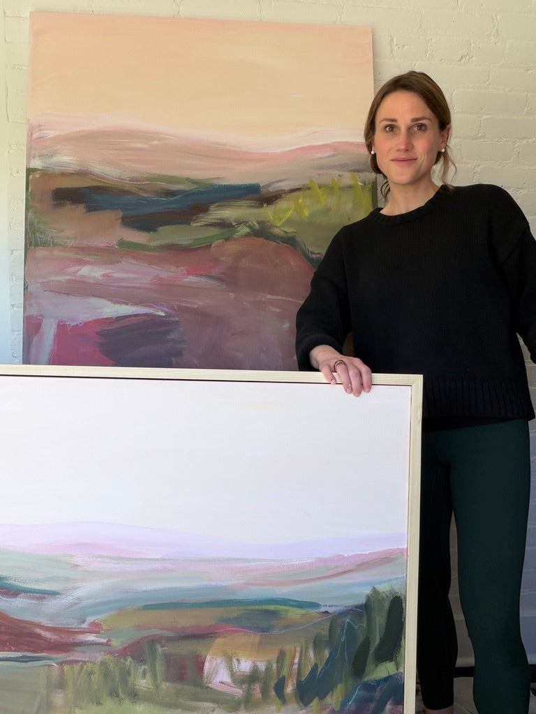 48" x 36" Abstract Landscape | Acrylic and oil stick on canvas | "It's pronounced 'aubergine' I"