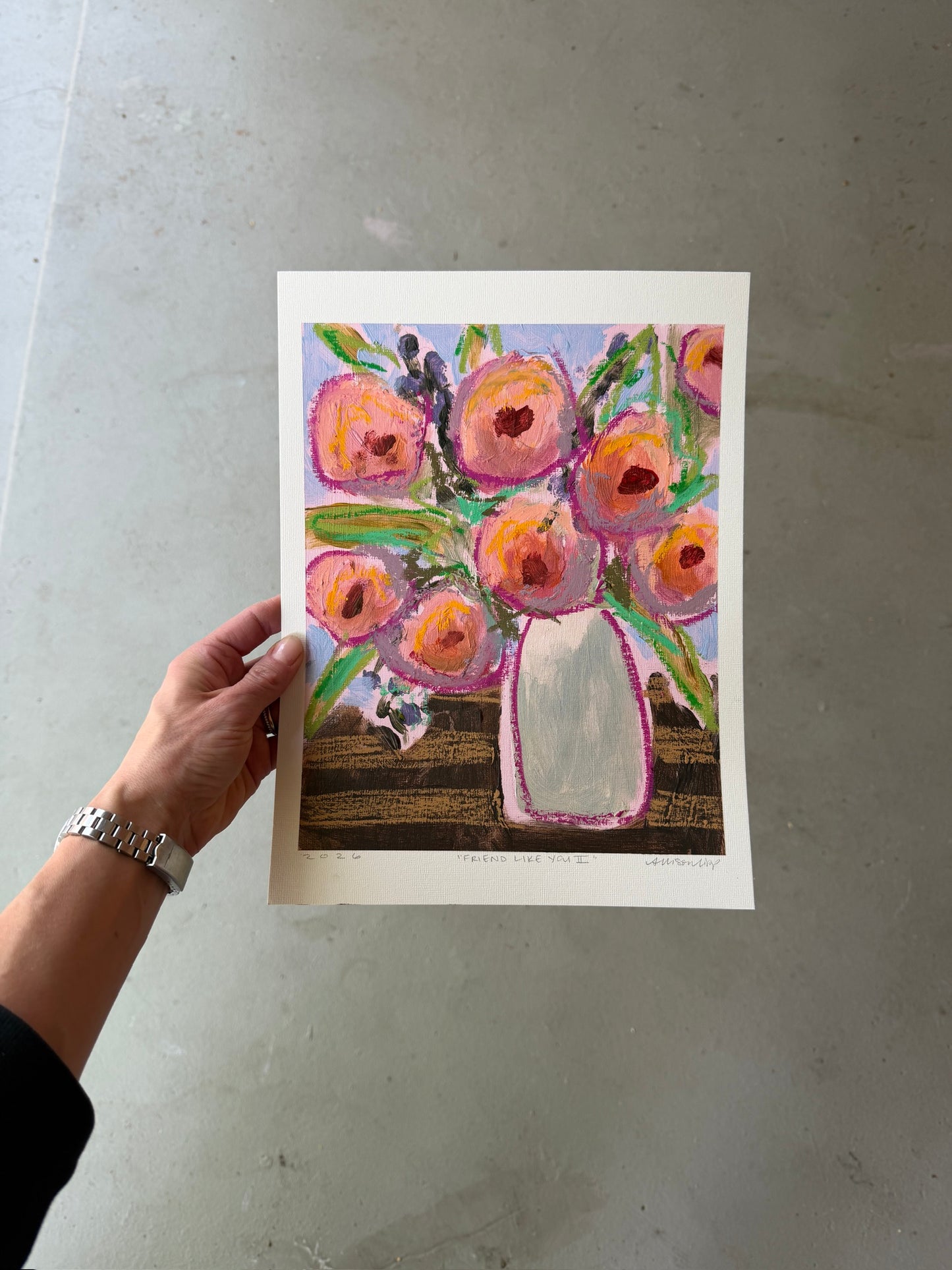 10" x 8" Abstract Floral Bouquet Paintings | Original, Acrylic and Oil Pastel on Paper