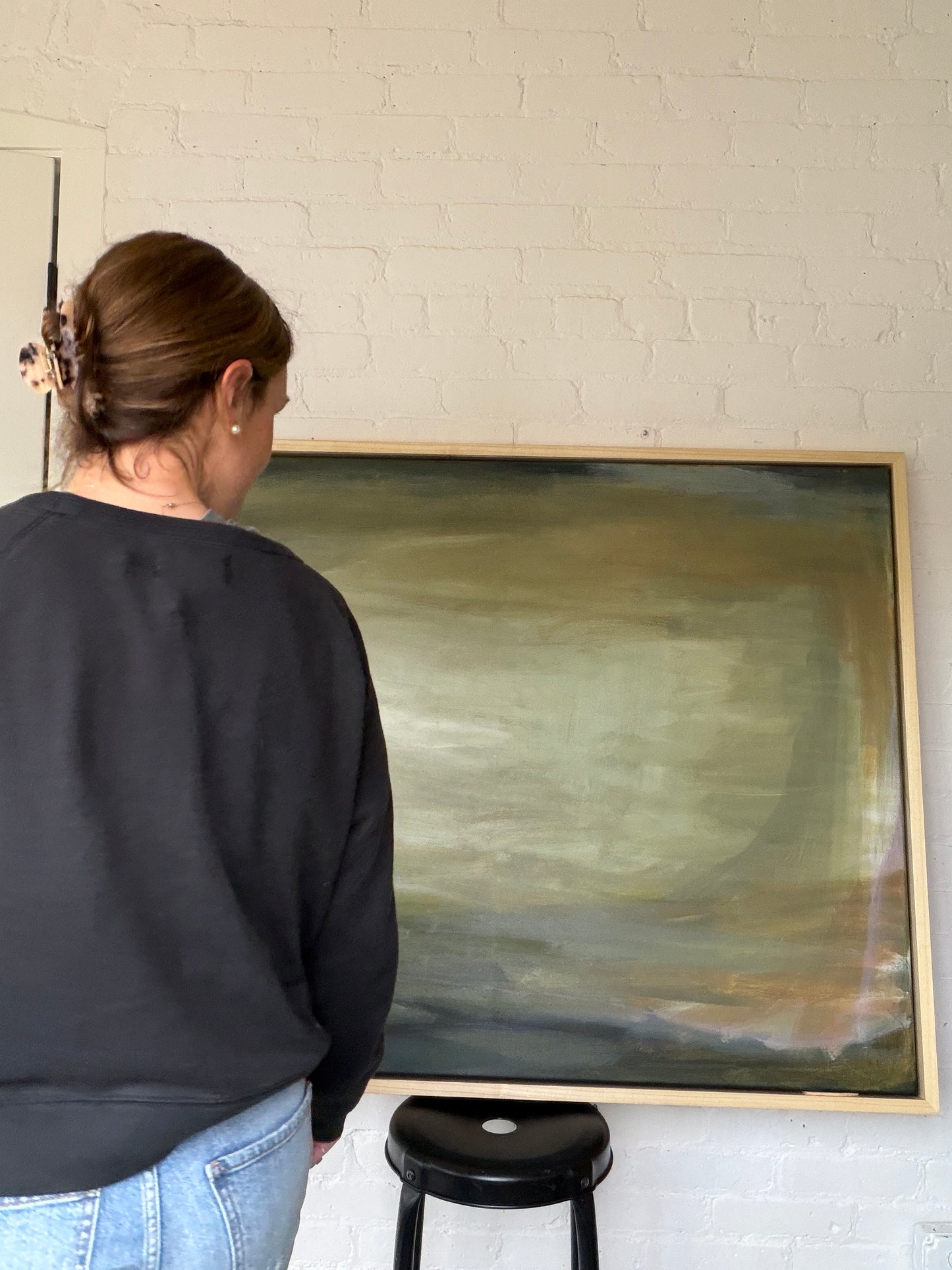 36" x 48" Abstract Landscape | Acrylic and oil stick on canvas | "Foggy Day in Spring, I"