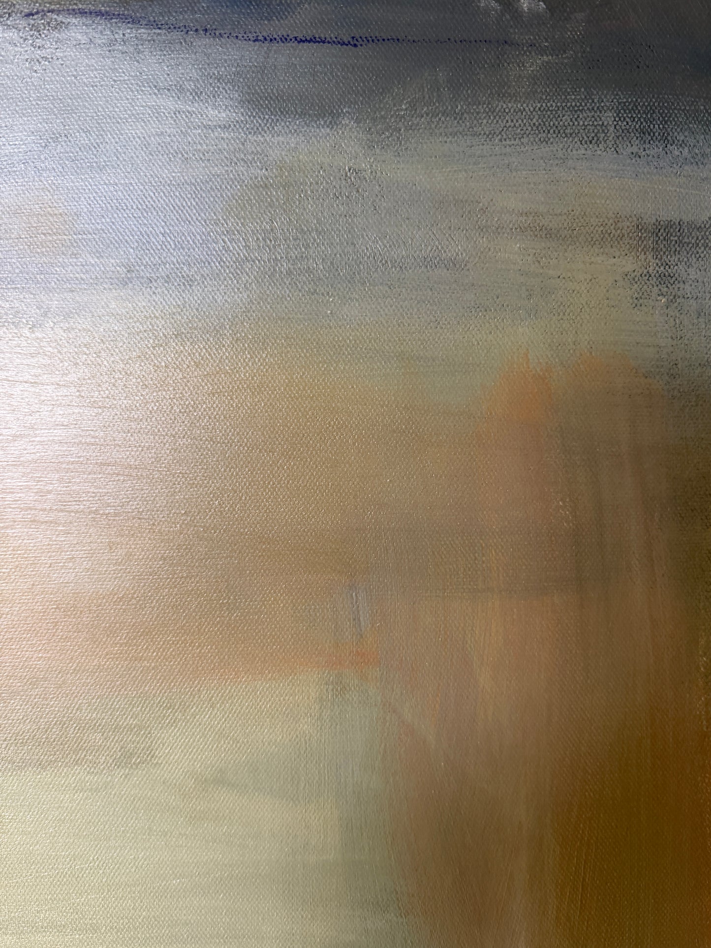 36" x 48" Abstract Landscape | Acrylic and oil stick on canvas | "Foggy Day in Spring, I"