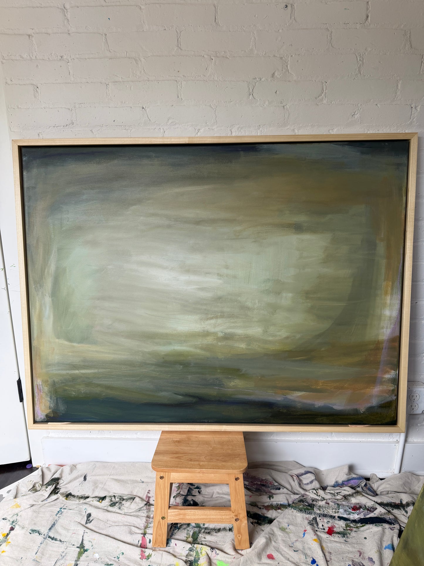 36" x 48" Abstract Landscape | Acrylic and oil stick on canvas | "Foggy Day in Spring, I"