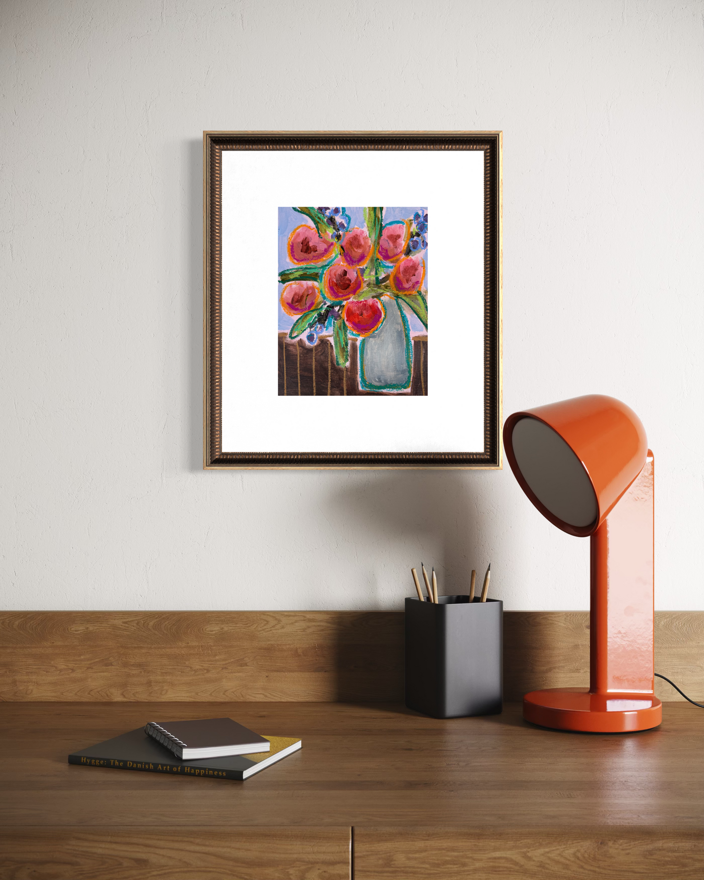 10" x 8" Abstract Floral Bouquet Paintings | Original, Acrylic and Oil Pastel on Paper