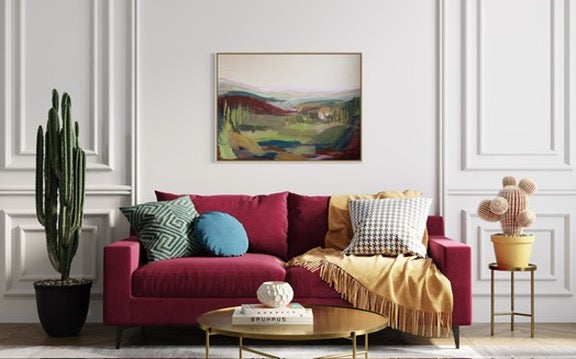 36" x 48" Abstract Landscape | Acrylic and oil stick on canvas | "It's pronounced 'aubergine' II"