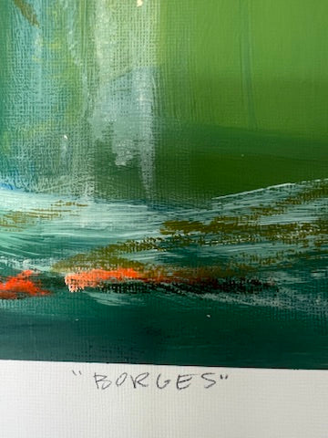 10" x 10" Green Abstract on Paper