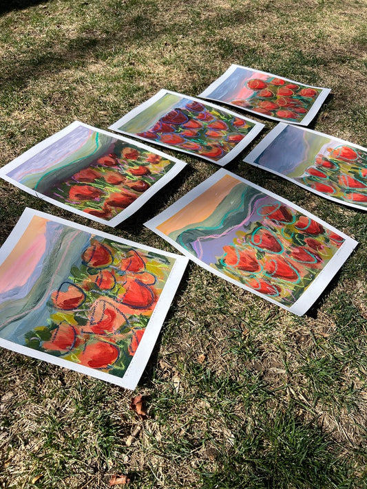 12" x 10" Superbloom on Paper Paintings (6 variations)