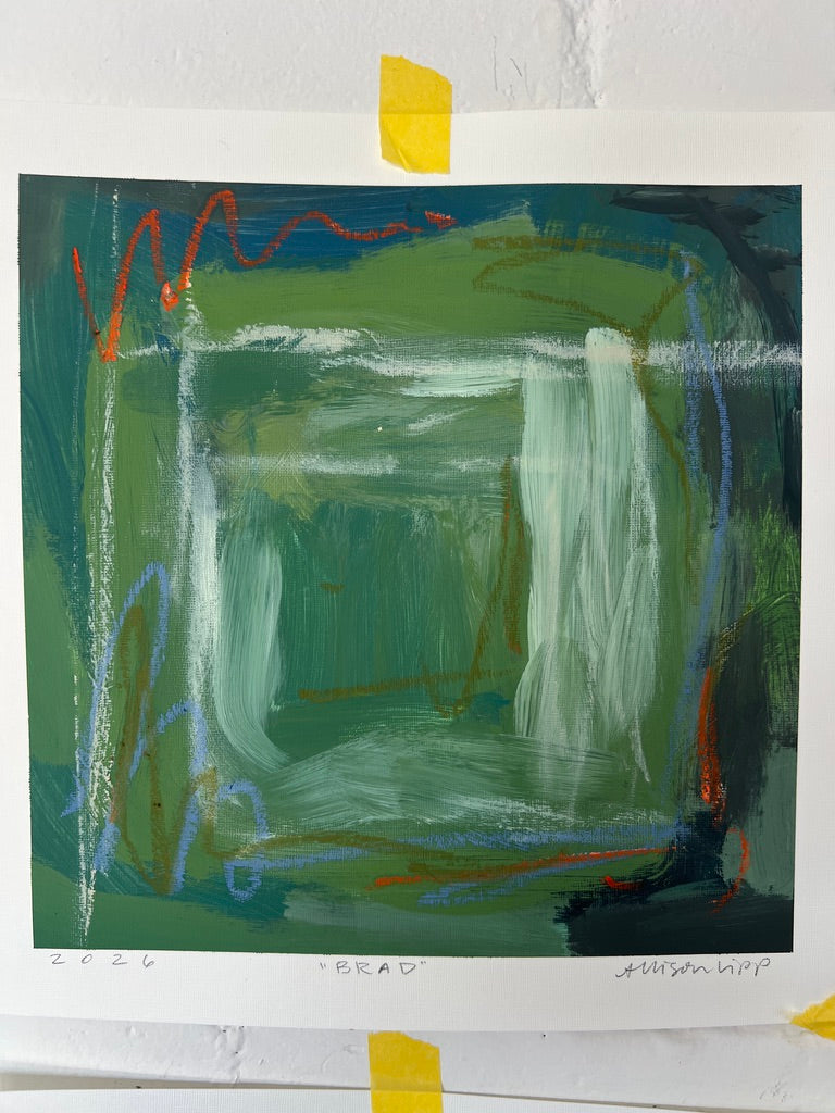 10" x 10" Green Abstract on Paper