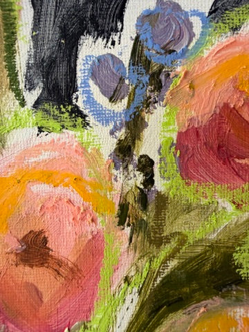 10" x 8" Abstract Floral Bouquet Paintings | Original, Acrylic and Oil Pastel on Paper