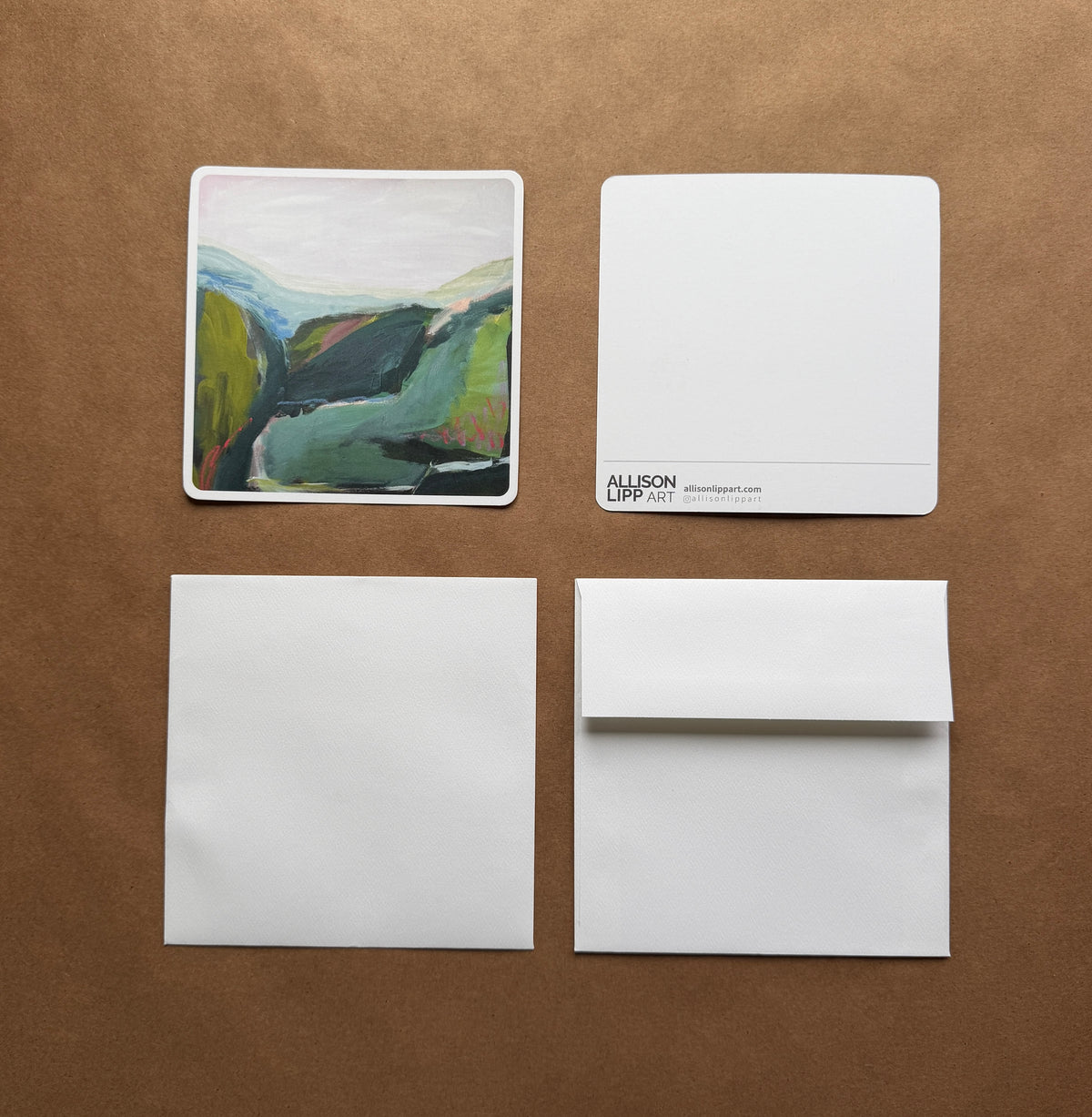 Square Greeting Cards & Envelopes, Pack of 8 - Blank on Back