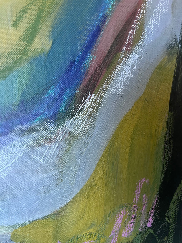 24" x 24" Abstract Landscape: Acrylic and Oil Stick on Canvas