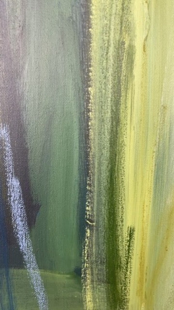 48" x 36" Acrylic and Oil Stick on Canvas | Green Abstract