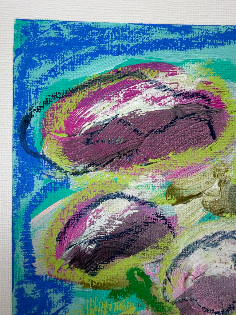 10" x 8" Abstract Carnation Floral Paintings | Original, Acrylic and Oil Pastel on Paper