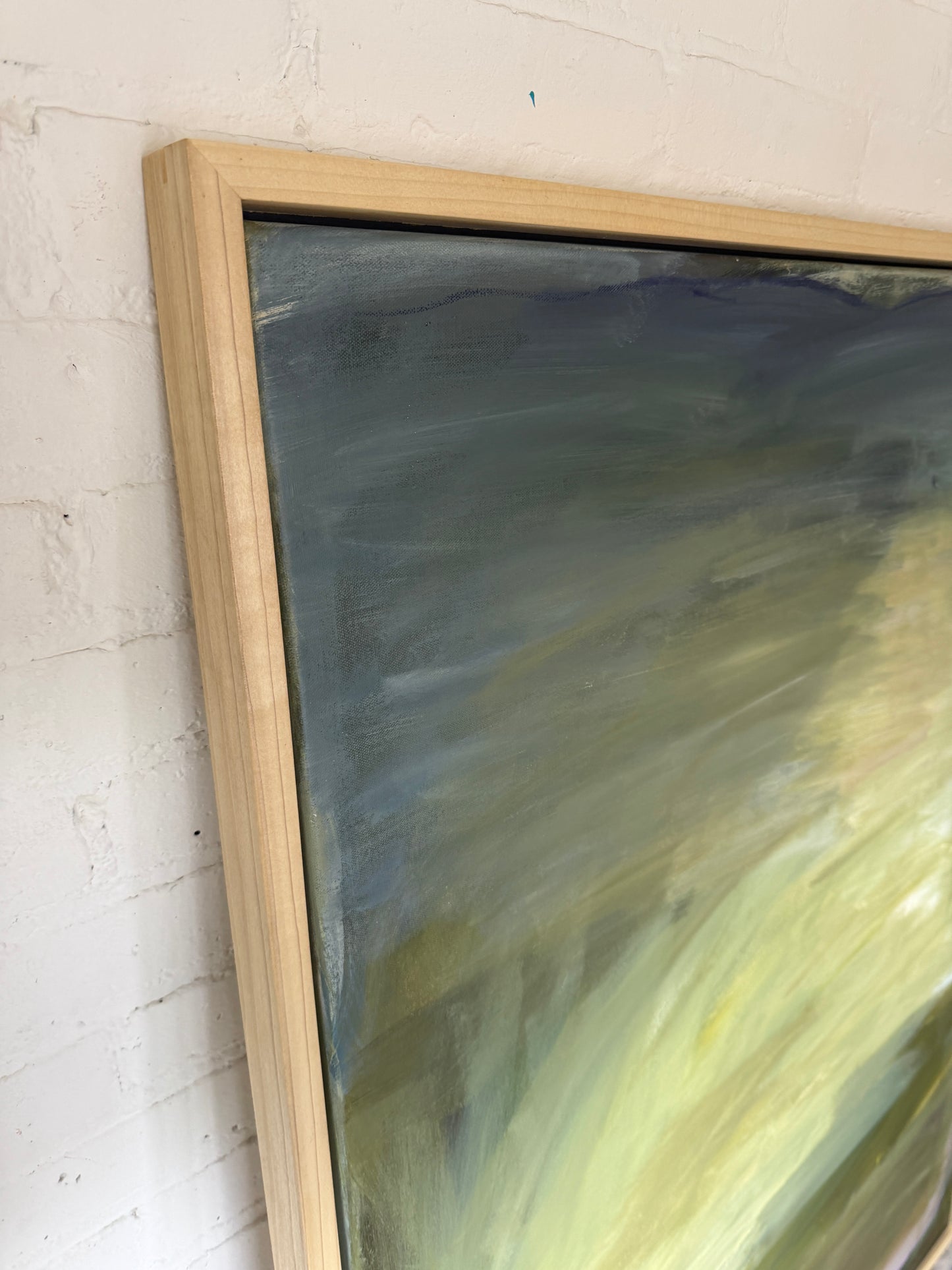 48" x 36" Abstract Landscape | Acrylic and oil stick on canvas | "Foggy Day in Spring, II"