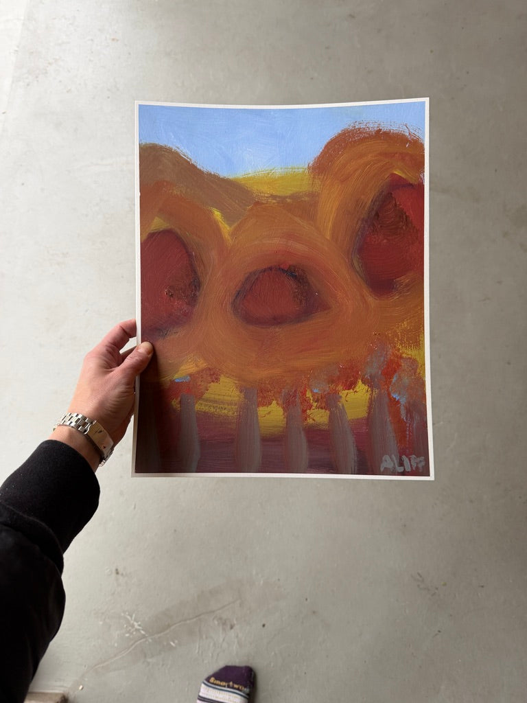 14" x 11" Abstract Floral: Acrylic on Paper