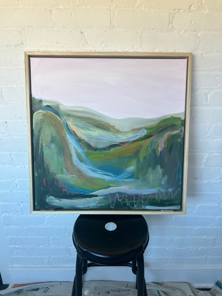 24" x 24" Abstract Landscape: Acrylic and Oil Stick on Canvas