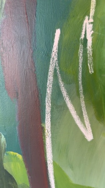 36" x 36" Green Abstract Painting | Acrylic and Oil Stick on Canvas