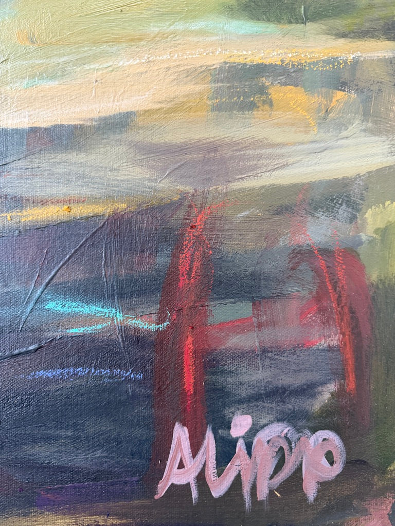 30" x 30" | Red Bridge Moment