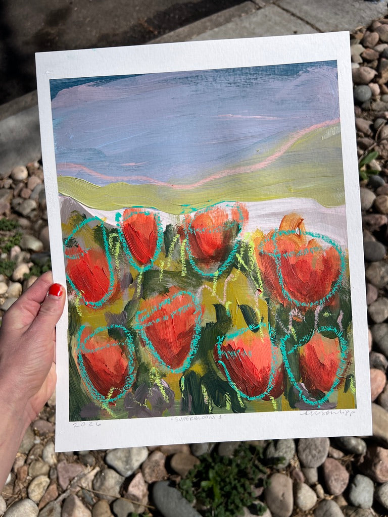 12" x 10" Superbloom on Paper Paintings (6 variations)