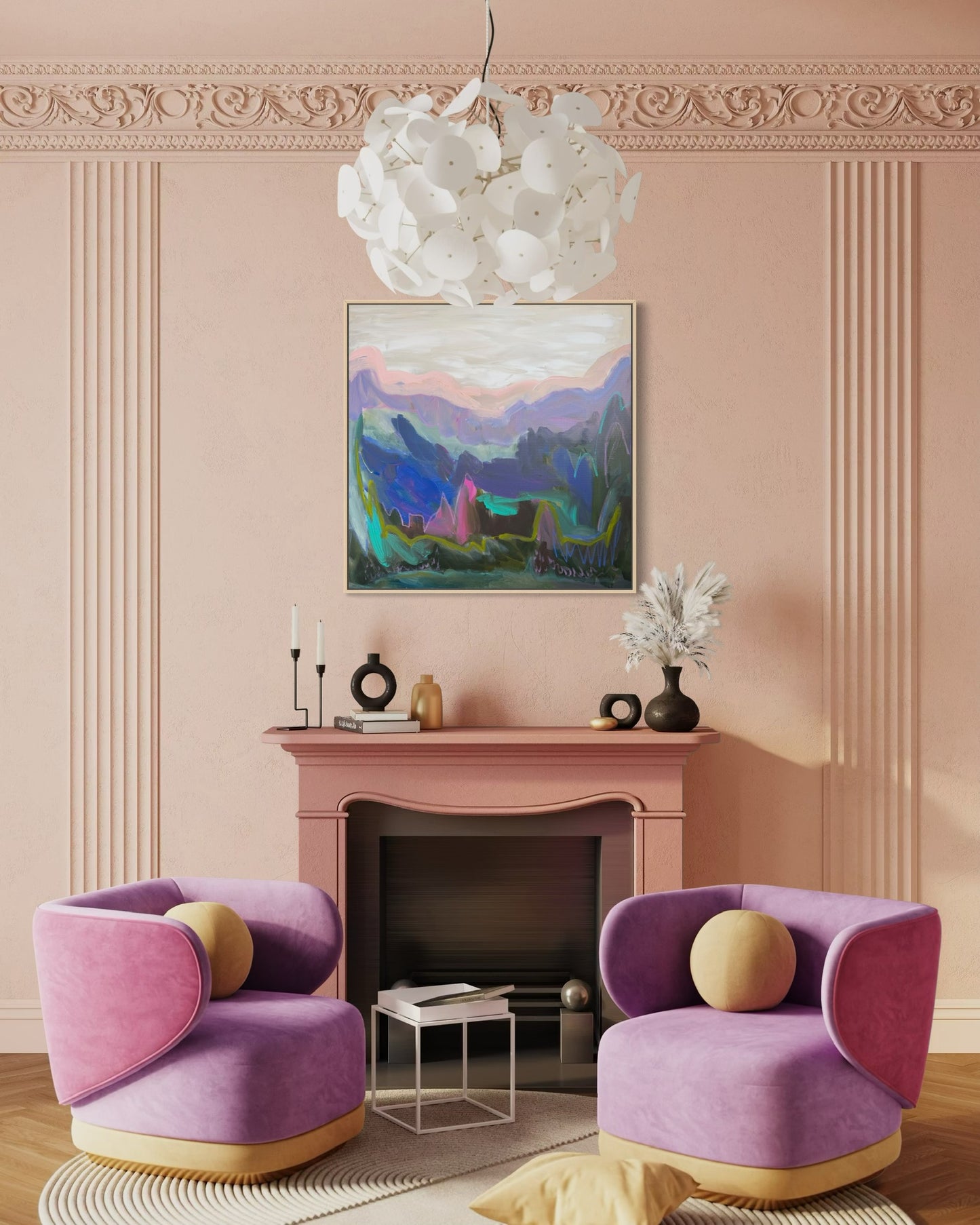 36" x 36" Abstract Landscape (Acrylic and oil stick on canvas)