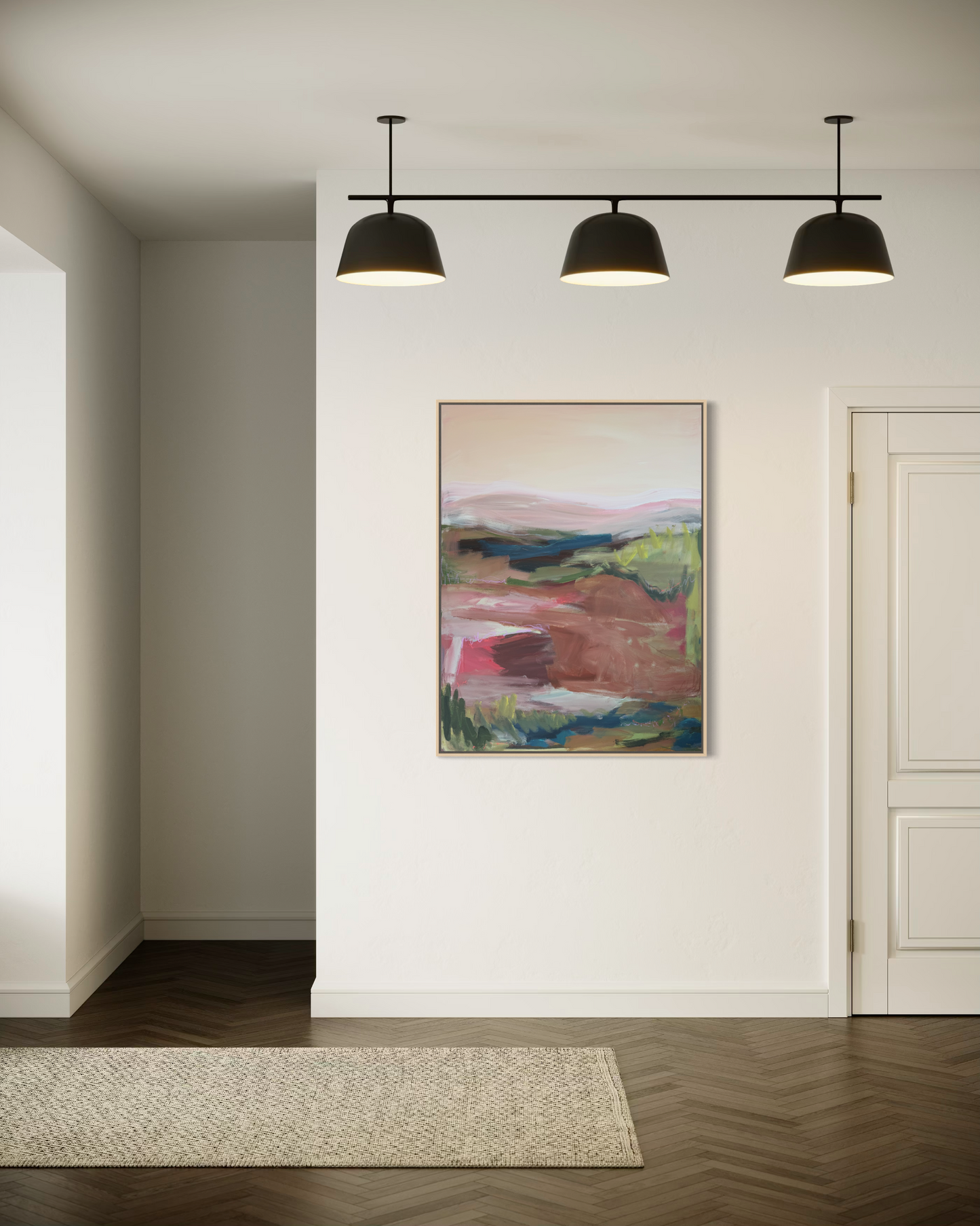 48" x 36" Abstract Landscape | Acrylic and oil stick on canvas | "It's pronounced 'aubergine' I"