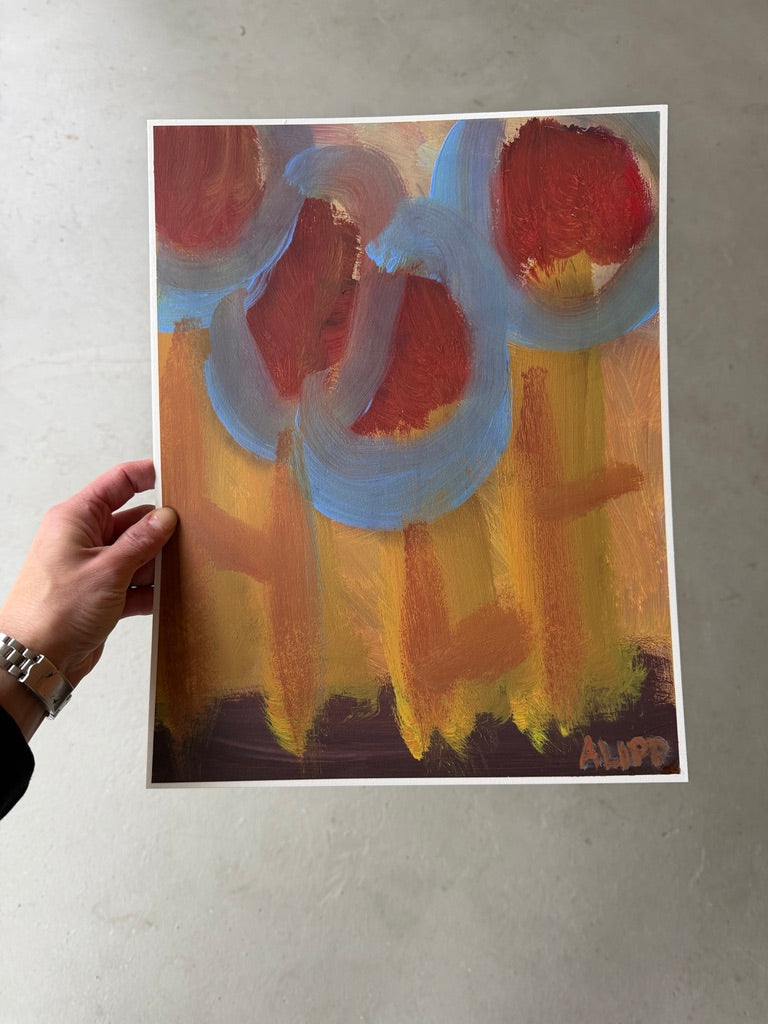 14" x 11" Abstract Floral: Acrylic on Paper