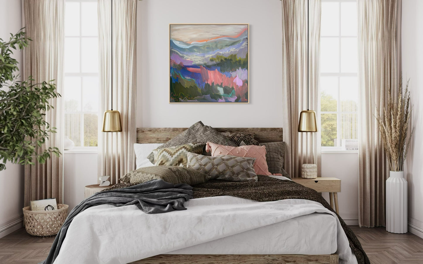 36" x 36" Abstract Landscape (Acrylic and oil stick on canvas)