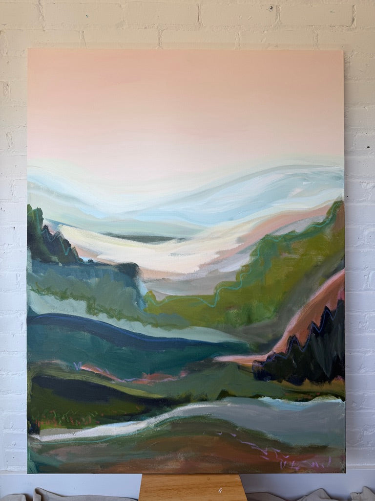 48" x 36" Abstract Landscape | Acrylic and oil stick on canvas
