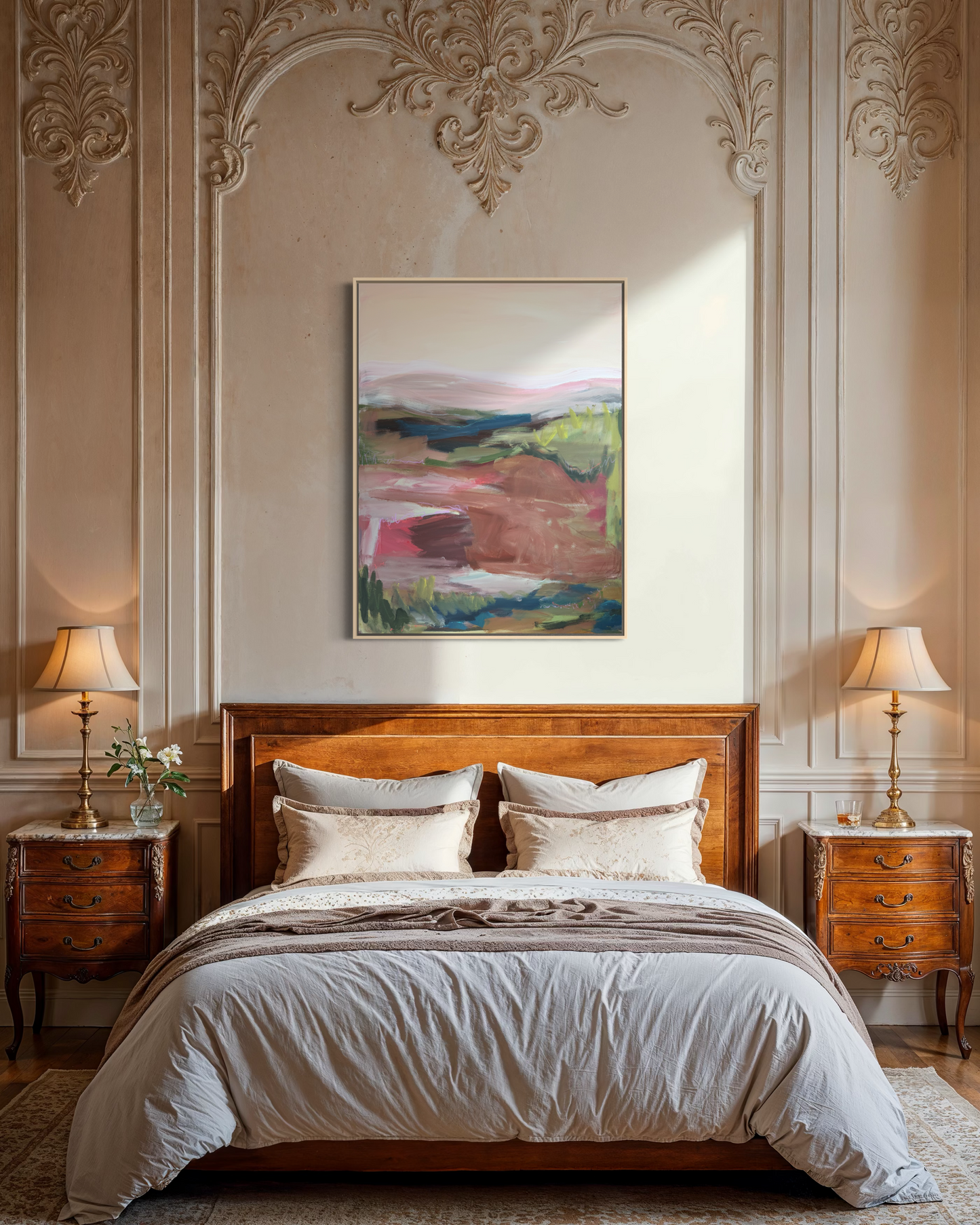 48" x 36" Abstract Landscape | Acrylic and oil stick on canvas | "It's pronounced 'aubergine' I"