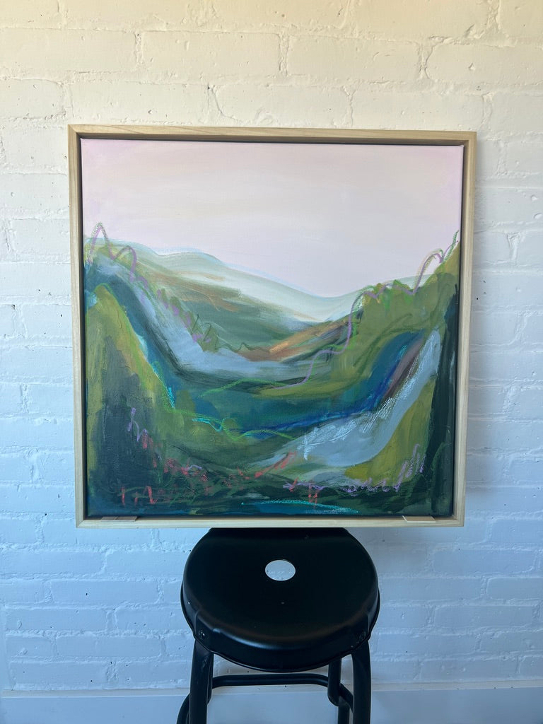 24" x 24" Abstract Landscape: Acrylic and Oil Stick on Canvas