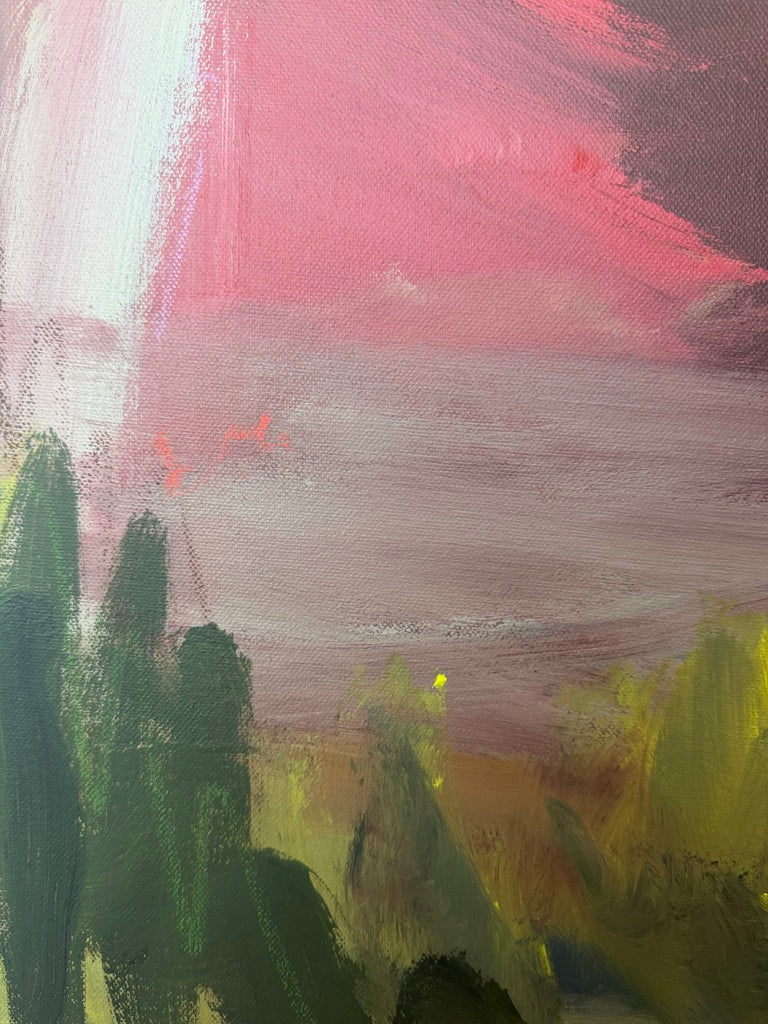 48" x 36" Abstract Landscape | Acrylic and oil stick on canvas | "It's pronounced 'aubergine' I"