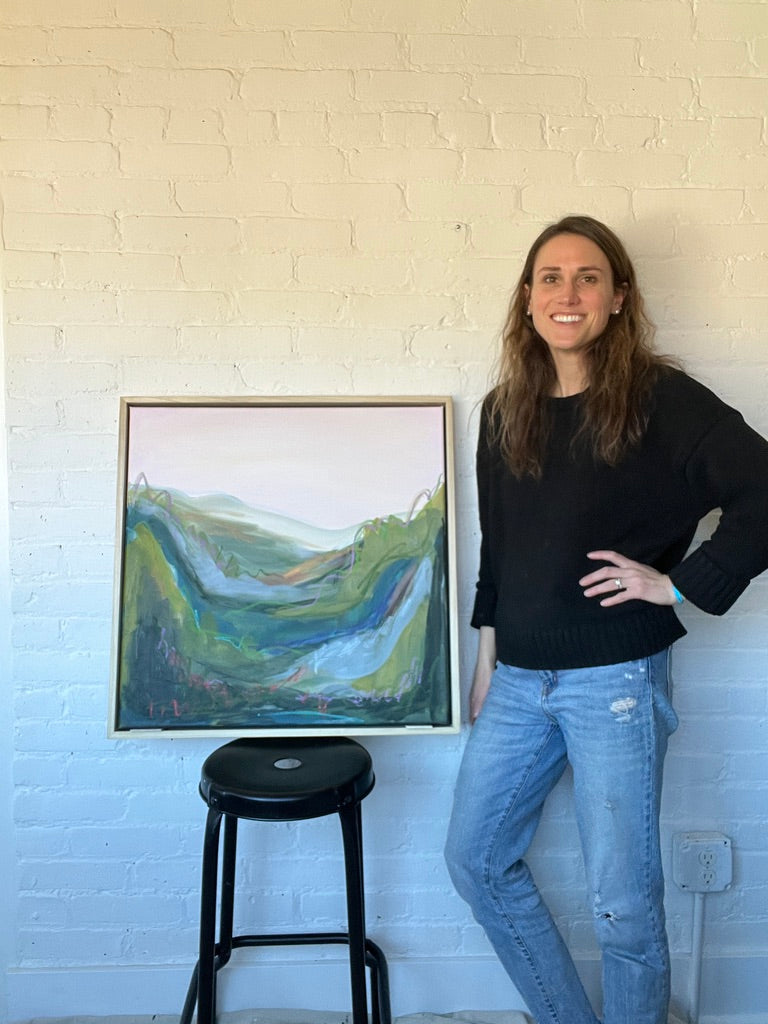 24" x 24" Abstract Landscape: Acrylic and Oil Stick on Canvas